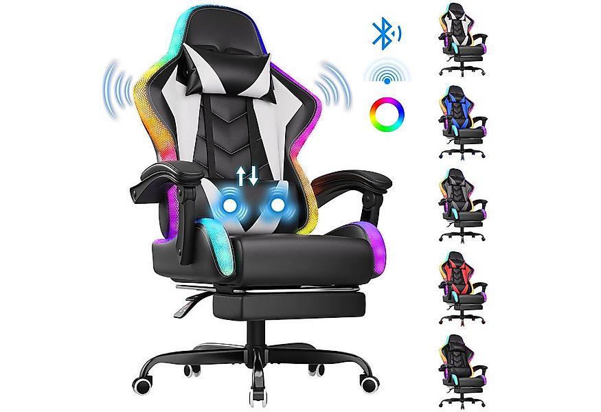 HOMALL Gaming-Stuhl mit LED,Ergonomisch,Fußstütze,computerstuhl,gaming stuh günstig online kaufen