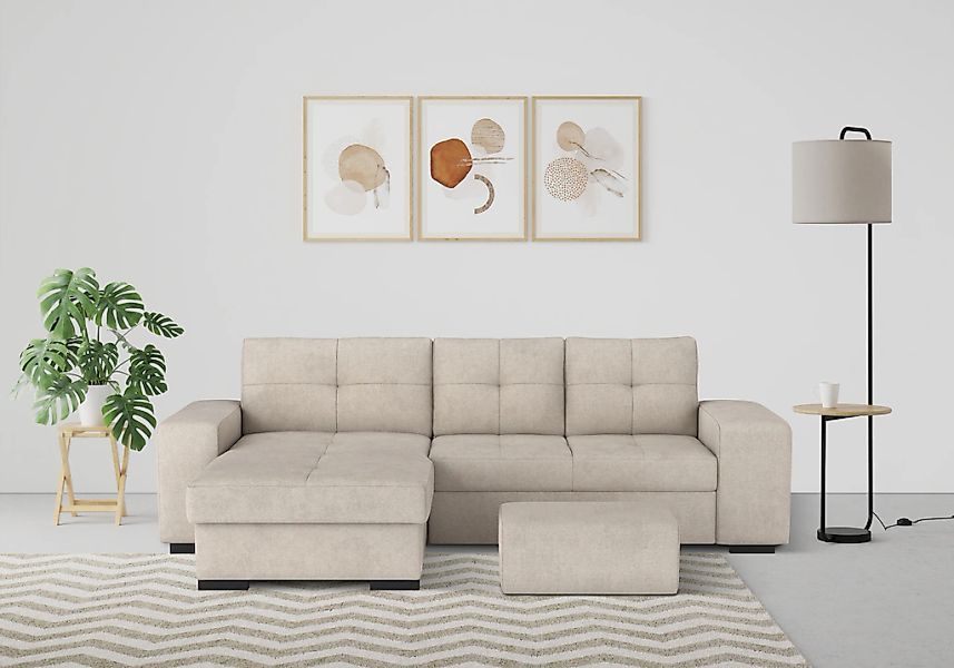 COTTA Ecksofa "Mattina L-Form", mit Hocker, wahlweise mit Bettfunktion & Be günstig online kaufen