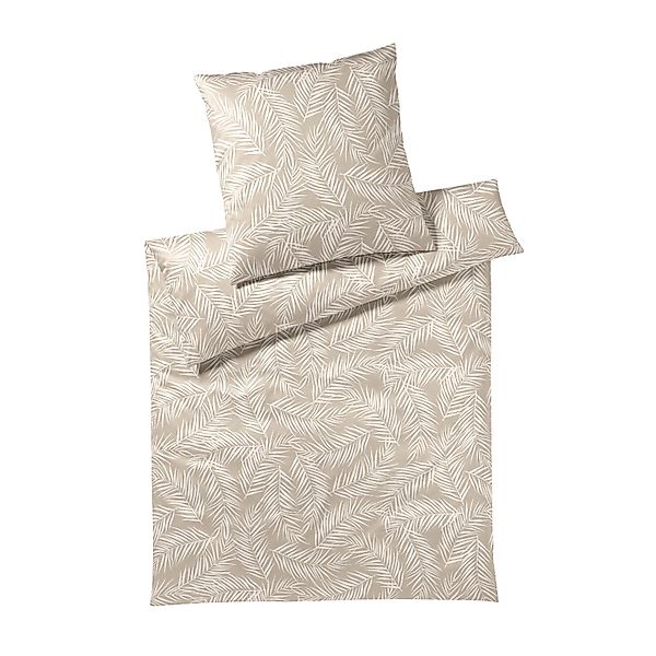 Elegante Mako Satin Bettwäsche Maison Leaves 24551-7 Natur 135x200 günstig online kaufen