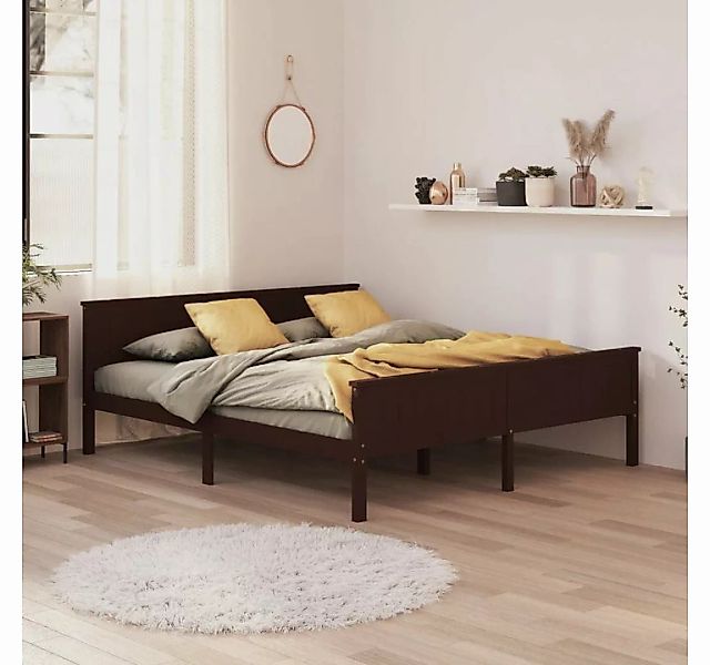 furnicato Bett Massivholzbett Dunkelbraun Kiefer 200x200 cm günstig online kaufen