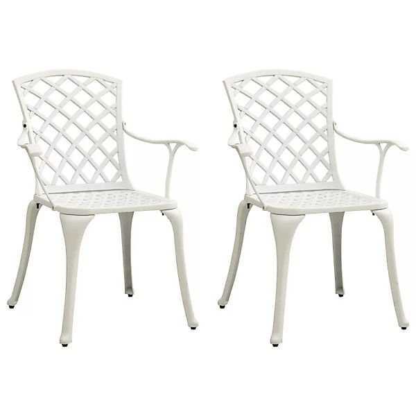 Gartenstühle 2 Stk. Aluminiumguss Weiß günstig online kaufen