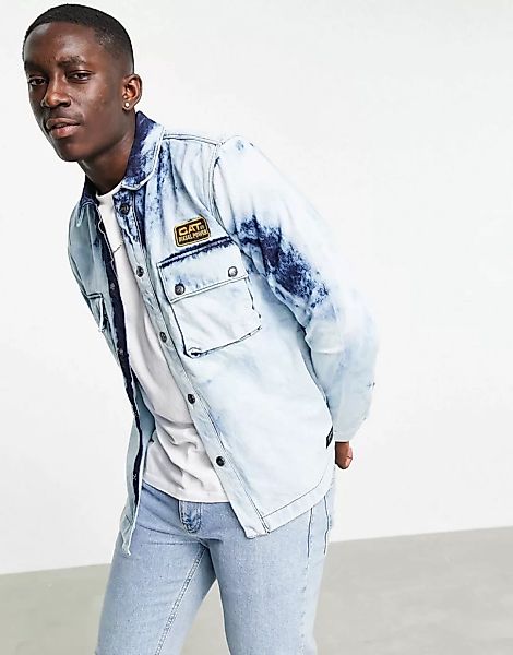 Caterpillar – Jeanshemdjacke in Blau mit Acid-Waschung und Reißverschluss v günstig online kaufen