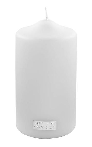 Stumpenkerze Weiß metallic 15 cm - Durchmesser 8 cm günstig online kaufen