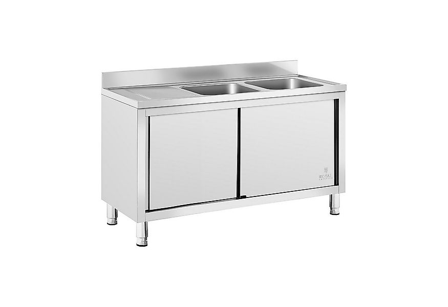 Royal Catering Spülenschrank 140 x 70 x 95 cm Spülenunterschrank Edelstahl günstig online kaufen