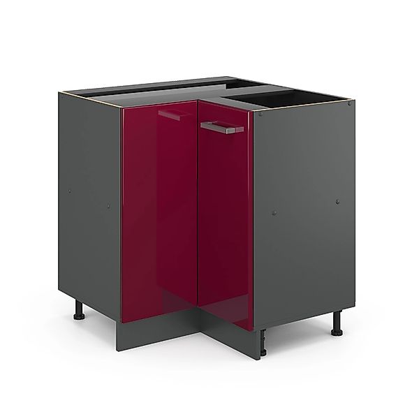 Vicco Eckunterschrank R-Line, Rot Hochglanz/Anthrazit, 75.6 cm ohne Arbeits günstig online kaufen