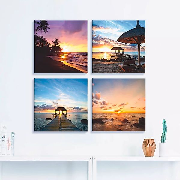 Artland Leinwandbild »Sonnenuntergang am Strand«, Sonnenaufgang & -untergan günstig online kaufen