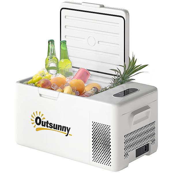 Outsunny 16,8 Liter Kompressor Kühlbox elektrische Kühlbox mit LED ECO-Modu günstig online kaufen