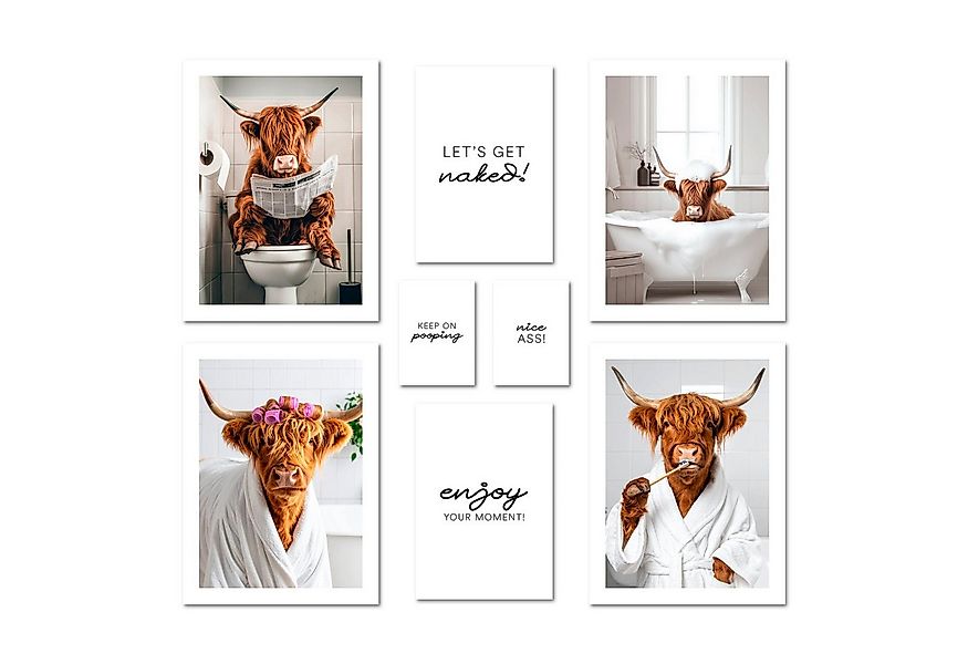 ARTFAVES Bilder-Collage Poster Set - FUNNY BATHROOM I Badezimmer Wandbilder günstig online kaufen