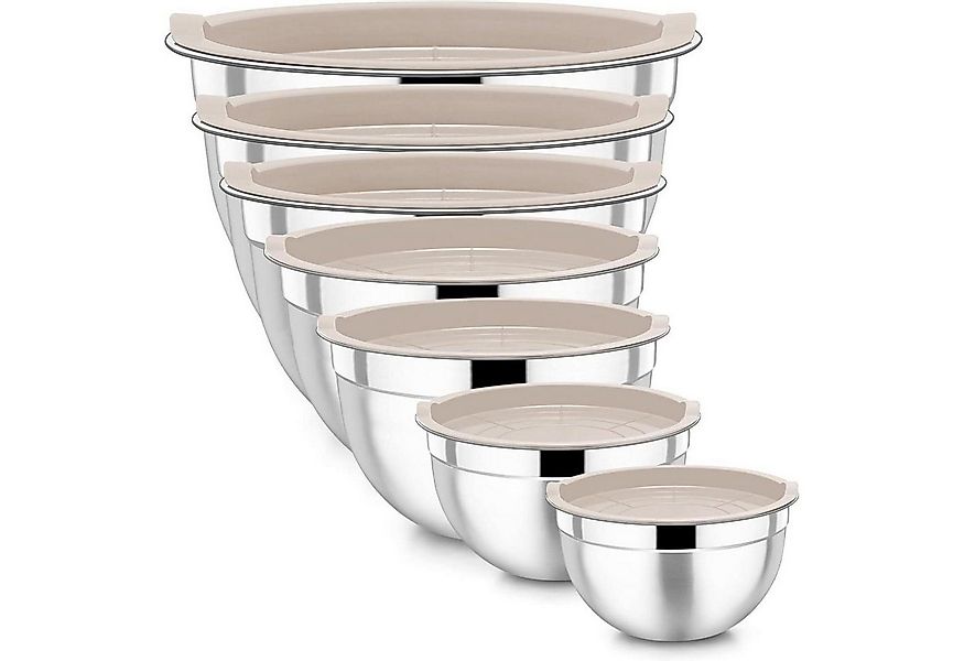 LuxusKollektion Küchenorganizer-Set Rührschüssel Edelstahl Set 7 tlg. mit l günstig online kaufen