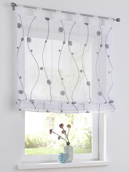 Kutti Raffrollo "Nelly" mit Schlaufen freihängend modern bestickt, Kreise u günstig online kaufen