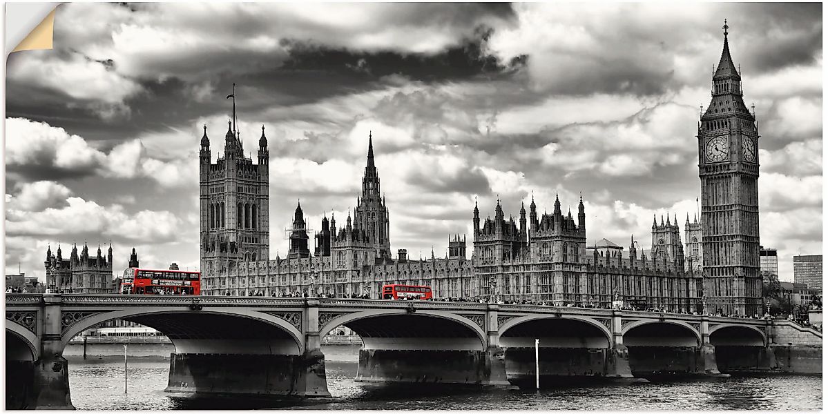 Artland Wandbild "London Westminster Bridge & Red Buses", Großbritannien, ( günstig online kaufen