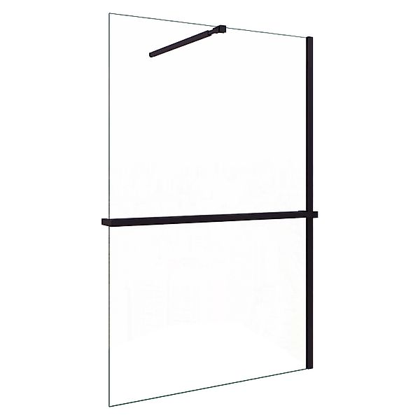 AICA Walk In 100x200cm Schwarz Duschwand mit Stabilisator 8mm NANO ESG-Glas günstig online kaufen