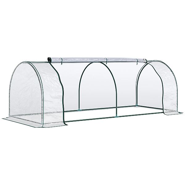 Outsunny Gewächshaus mit Tür aus Stahl 250 x 100 x 80 cm Transparent günstig online kaufen