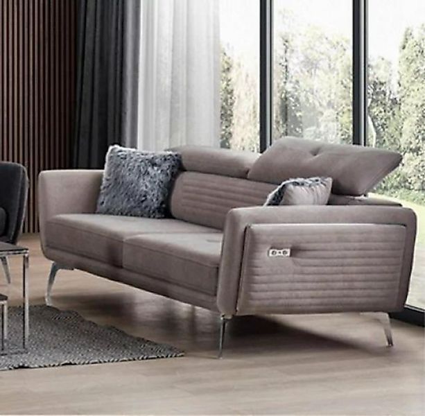 JVmoebel 3-Sitzer Sofa 2-Sitzer verstellbar Moderner Stil mittelweiche grau günstig online kaufen