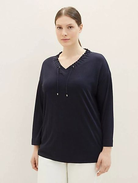 TOM TAILOR PLUS T-Shirt Plus - Langarmshirt mit V-Ausschnitt günstig online kaufen