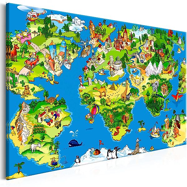 Wandbild - Children's Map (1 Part) Wide günstig online kaufen
