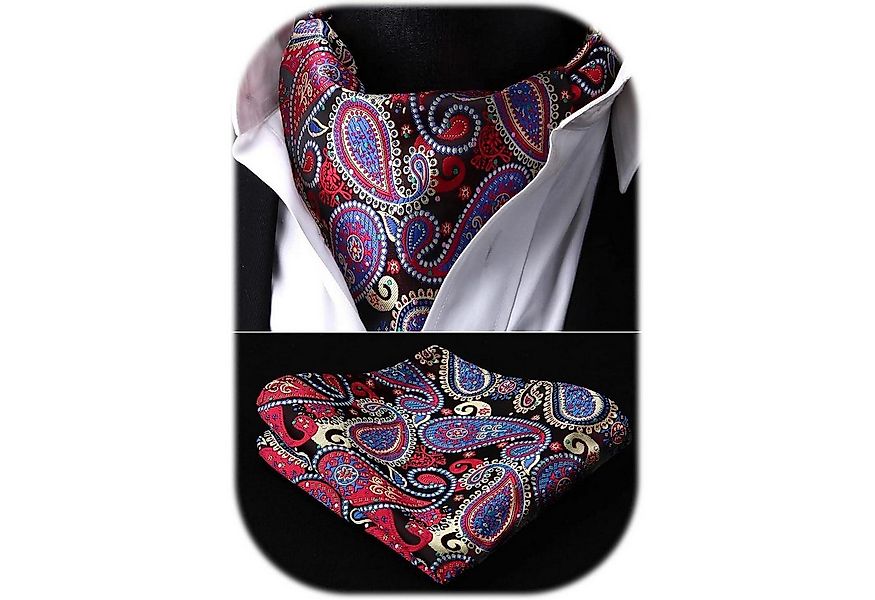 LuxusKollektion Krawatte Krawattenschal Herren Paisley Ascot Rot Blau Gelb günstig online kaufen