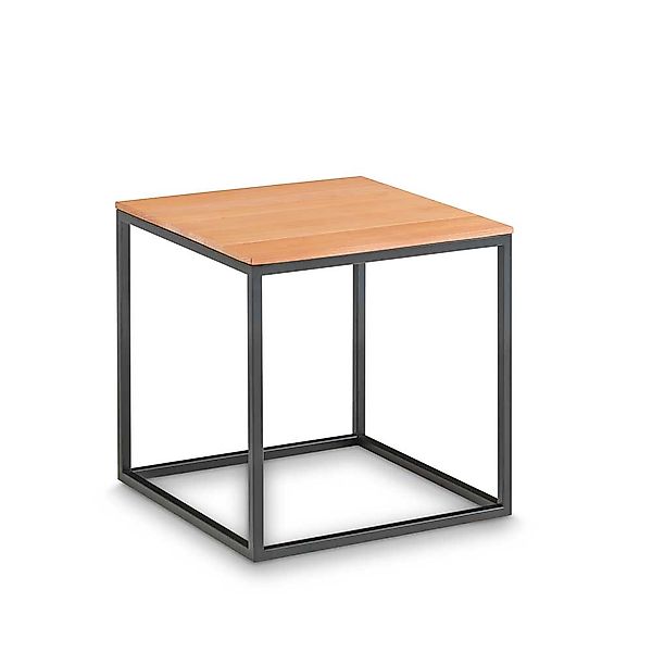 Quadratischer Sofatisch aus Kernbuche Massivholz und Metall 40 cm breit günstig online kaufen