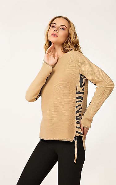 Passioni Strickpullover mit Rippenmuster, Zebrastreifen und günstig online kaufen