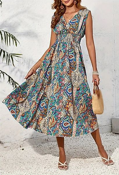 CHENIN Strandkleid Bedrucktes ärmelloses Damenkleid mit V-Ausschnitt Strand günstig online kaufen