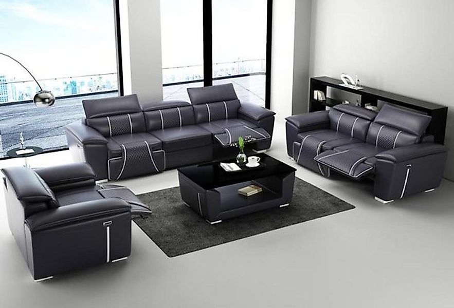 JVmoebel Sofa Schwarze Multifunktions Sofagarnitur 3+1+1 Sitzer Couchen Neu günstig online kaufen