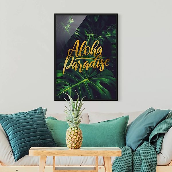 Bild mit Rahmen Blumen - Hochformat Dschungel - Aloha Paradise günstig online kaufen