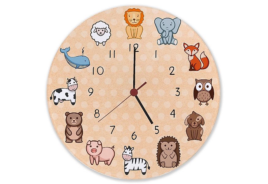 speecheese Wanduhr Kinderuhr mit süßen Tieren Wanduhr aus Glas günstig online kaufen