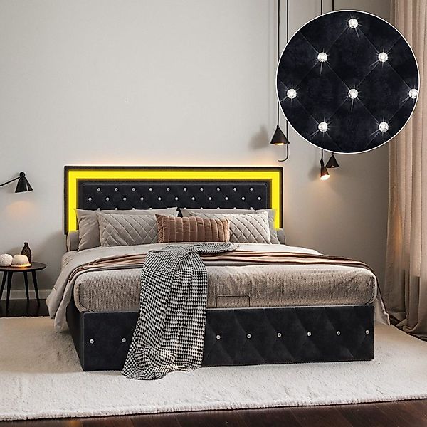 Furnishings Home Polsterbett Doppelbett Stauraumbett LED-Licht günstig online kaufen