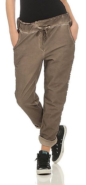 Mississhop Jogginghose Damen Baumwollhose seitlichen Glitzerstreifen Einhei günstig online kaufen