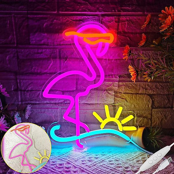 Jibenhome LED Dekolicht LED-Neonschild Flamingo Dimmbar günstig online kaufen
