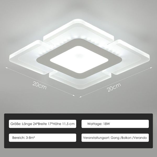 WILGOON Deckenleuchte 18W LED Deckenleuchte, Quadra günstig online kaufen