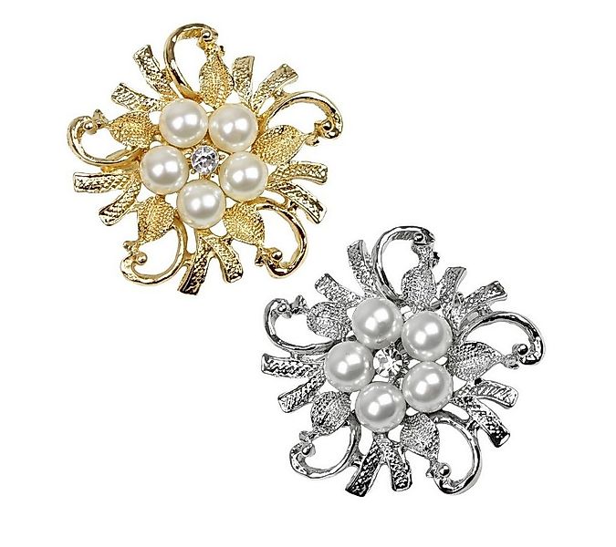 dy_mode Broschen Set Damen Brosche in Blumenkranz Form mit Kunststoffperlen günstig online kaufen