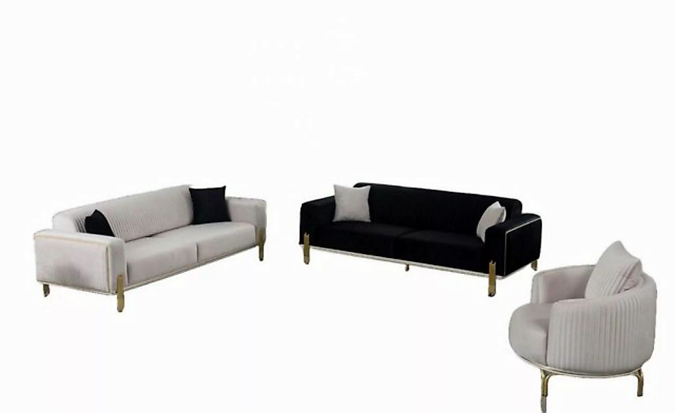 Xlmoebel Sofa Hochwertiges Sofaset aus Samt, bestehend aus 3+3+1 Polstergar günstig online kaufen