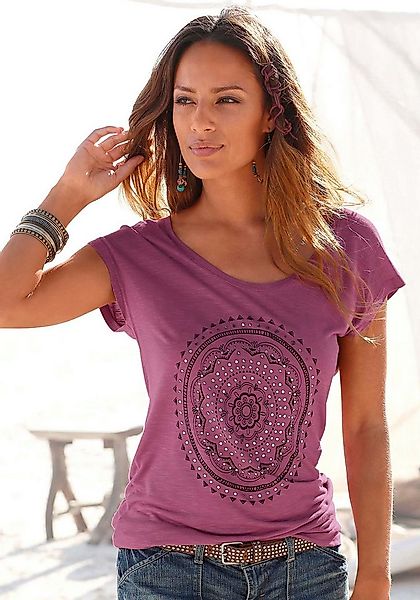 LASCANA Strandshirt mit Print und glänzendem Effekt, Ethno-Look, casual günstig online kaufen