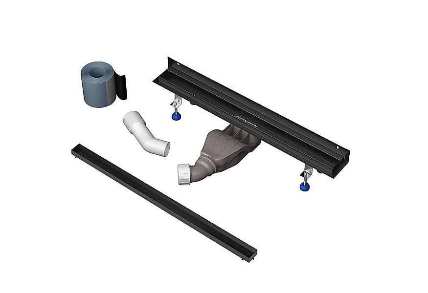 Aquabad® Duschrinne Slim Wall Schwarzmatt Edelstahl, Haarsieb, Viega-Siphon günstig online kaufen