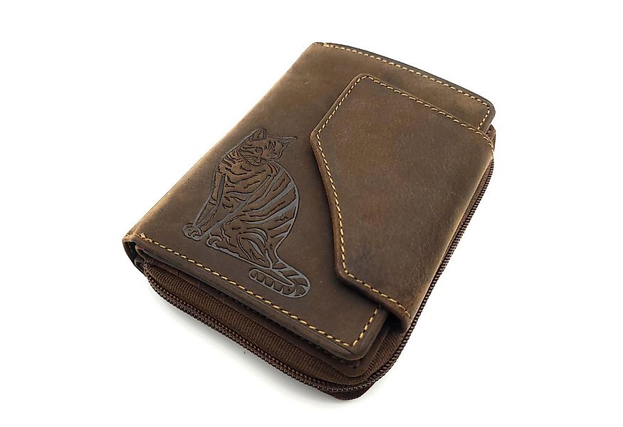 JOCKEY CLUB Geldbörse echt Leder Portemonnaie mit geprägter Katze, 11 Karte günstig online kaufen