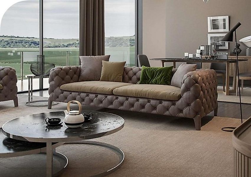 Xlmoebel 3-Sitzer Taupe Chesterfield Dreisitzer Luxus Zeitgenössisches Sofa günstig online kaufen