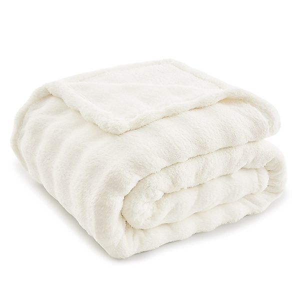 Wohndecke Kuscheldecke 150x200 weiß, Fleecedecke weich, günstig online kaufen