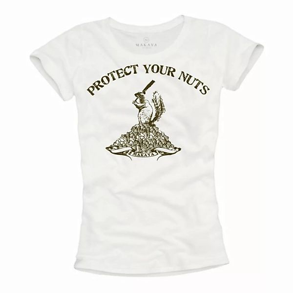 MAKAYA Print-Shirt Damen Kurzarm Top Lustige Tiermotive Eichhörnchen Sprüch günstig online kaufen