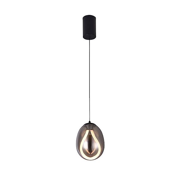 LED-Hängelampe Melanie, Ø 16 cm, rauchgrau/schwarz, Glas günstig online kaufen