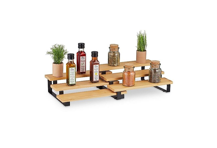 relaxdays Gewürzregal Ausziehbares Gewürzregal aus Bambus günstig online kaufen