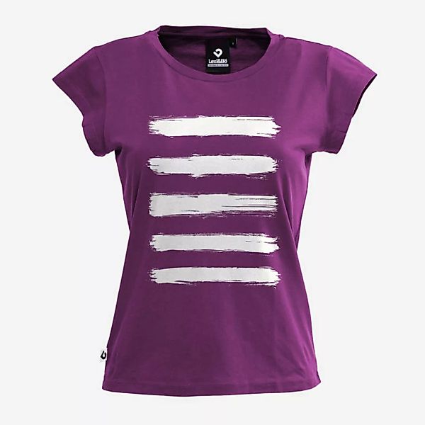 Brushed Stripes Damen T-shirt Aubergine günstig online kaufen