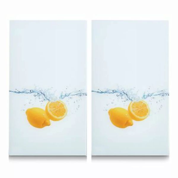 Neuetischkultur Herdabdeckplatten Set 2-tlg., Glas Lemon Splash gelb/weiß günstig online kaufen