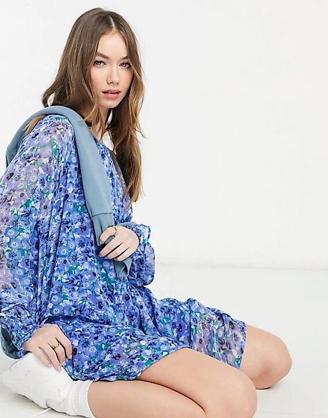 Vero Moda – Hängerkleid in Blau geblümt-Mehrfarbig günstig online kaufen