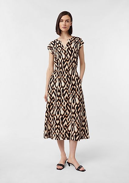comma Maxikleid Ausgestelltes Midikleid mit Animal-Print günstig online kaufen