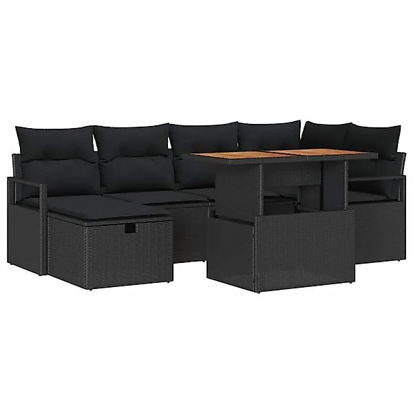 vidaXL Garten-Sofa-Set mit Kissen 7-Tlg Schwarz Poly Rattan 3359999 günstig online kaufen