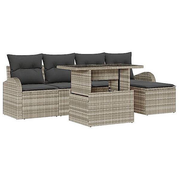vidaXL Loungesofa 6-teiliges Garten Sofa Set mit Kissen in Hellgrau aus Pol günstig online kaufen
