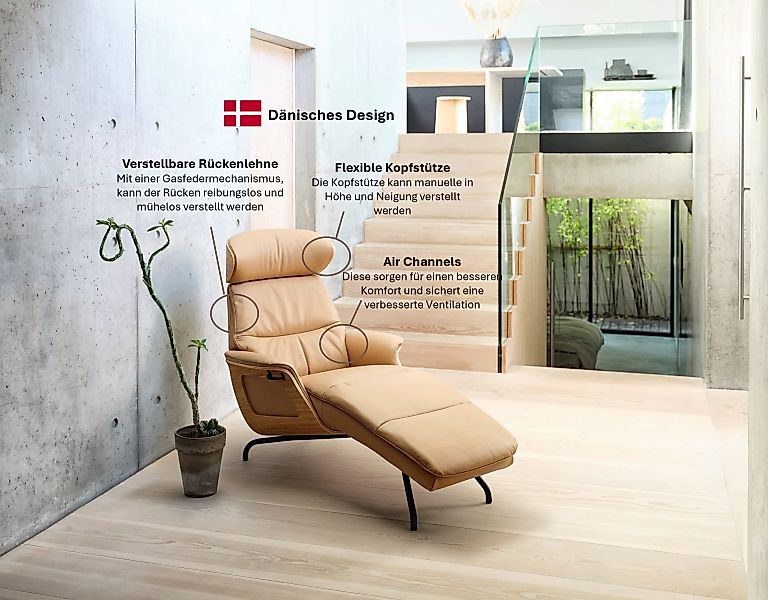 FLEXLUX Loungesessel "Clement Chaislongue, Relaxstuhl, Liegesessel,", Rücke günstig online kaufen