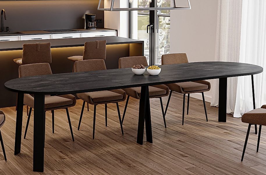 Endo-Moebel Esstisch XXL "Mars" 100-312cm ausziehbar, runder erweiterbarer günstig online kaufen