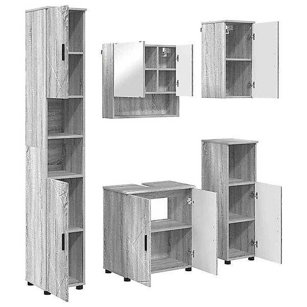 vidaXL Badezimmermöbel-Set 5-Tlg Grau Sonoma Holzwerkstoff & Metall 3392989 günstig online kaufen